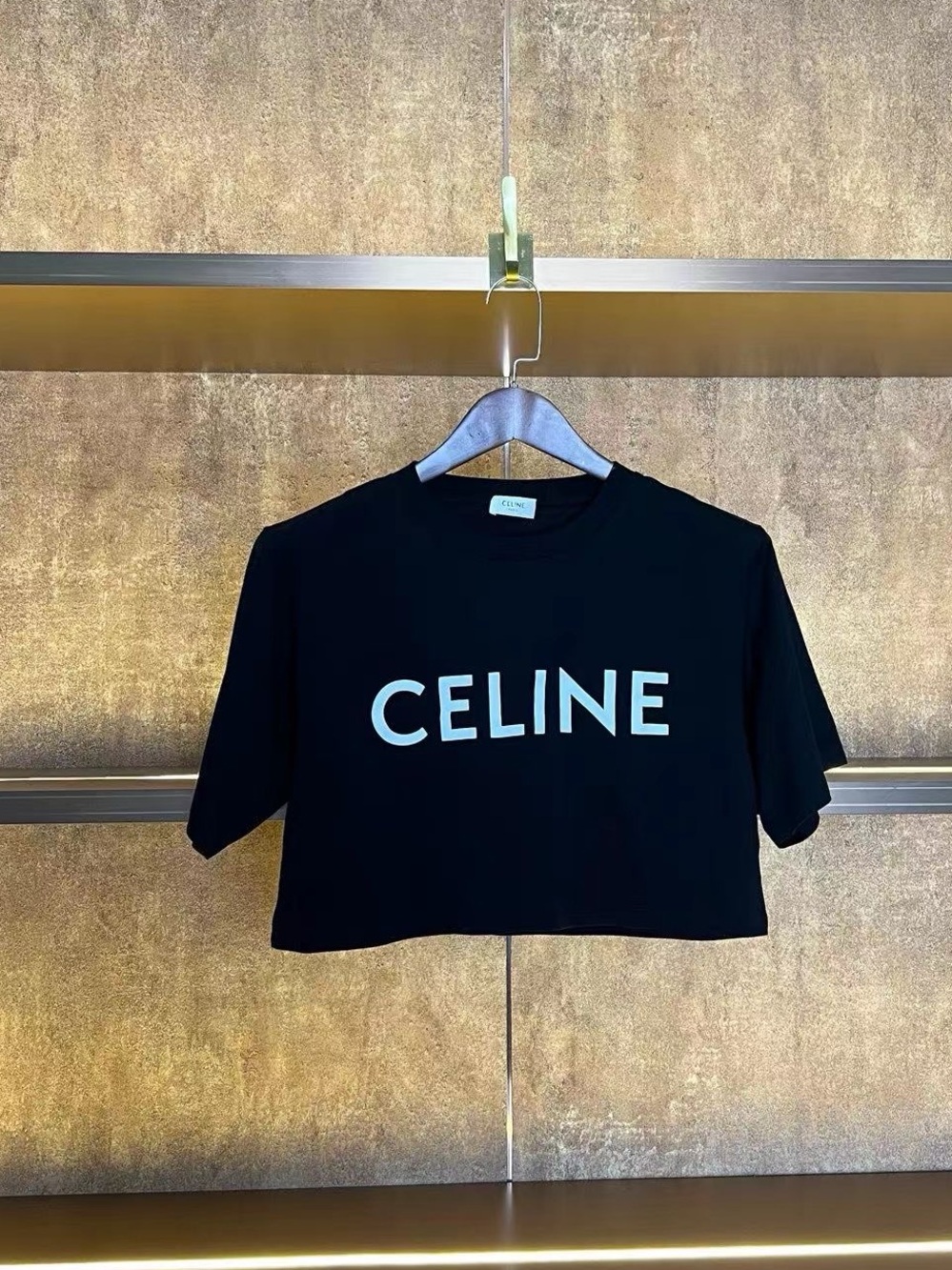 Celine Black Logo Tee with Satin Tag